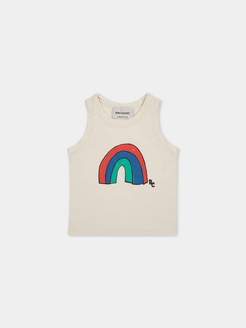 Ivory tank top for baby boy with rainbow print